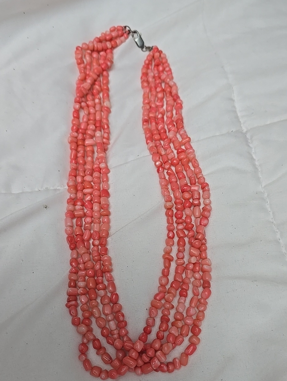 Multi-Strand Pink  Bead Necklace - Unbranded